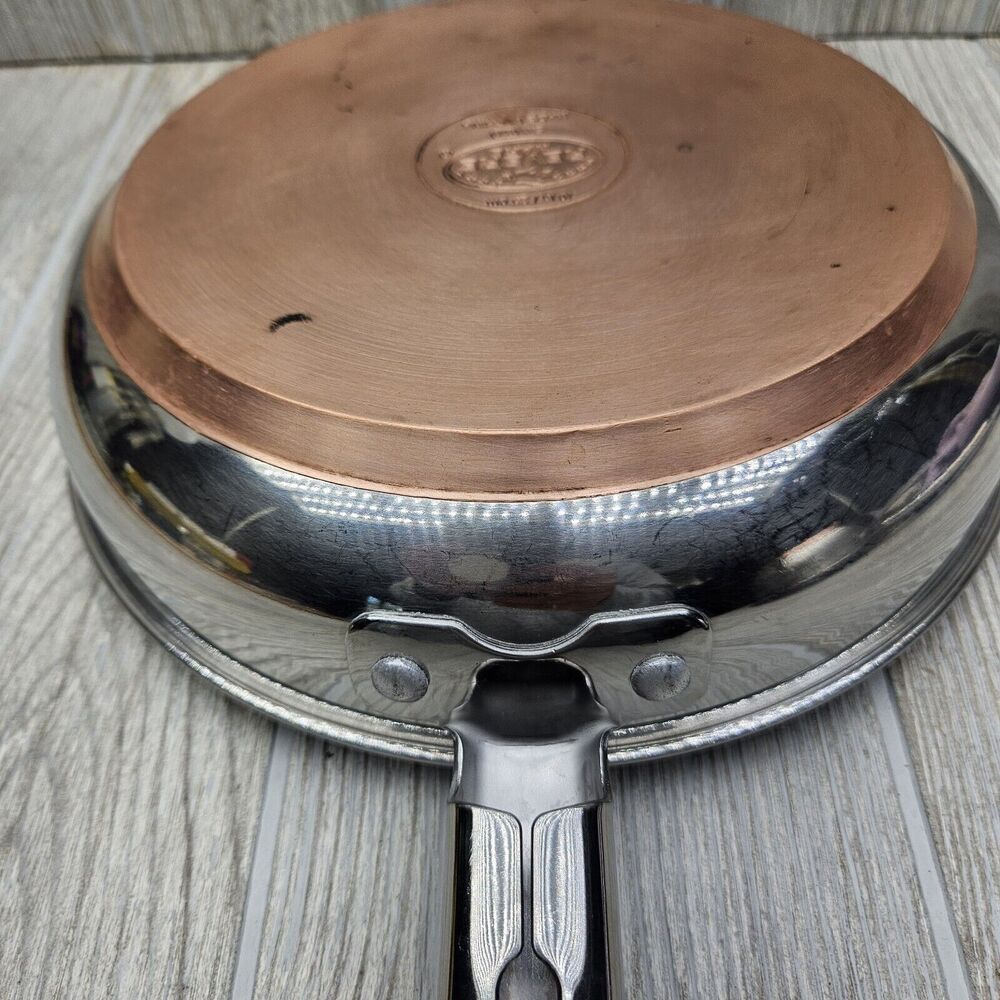 Revere Ware 10in Polished Ellipse Copper Disk Sauté Skillet Frying Pan SM 03k - Picture 8 of 10